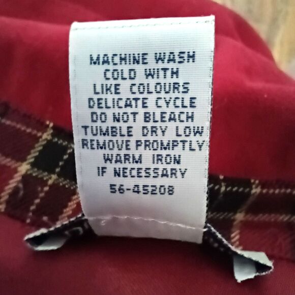 Vintage Duck Head Coat Dress Red Snap Up Plaid Trim Women's 16 Duster Trench - Picture 7 of 7